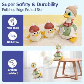 HOLA Baby Toys 6-12 Months Musical Dancing Duck Toy Set with Mama and Baby Tummy Time Toys, Crawling and Interaction Modes 1 Year Old Girl Boy Baby Easter Gifts Stocking Stuffers