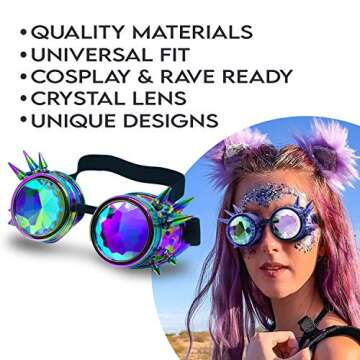 Steampunk Goggles - Steampunk Accessories Rave Goggles - Karl Jacobs Cosplay Goggles for Burning Man...