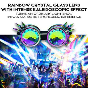 Steampunk Goggles - Steampunk Accessories Rave Goggles - Karl Jacobs Cosplay Goggles for Burning Man, Halloween, Drunk Kaleidoscope Steampunk Glasses