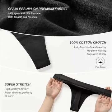 SHARICCA Seamless Thongs - Comfortable No Show Underwear