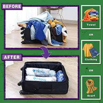 HIBAG 8 Compression Bags, Travel Essentials, Vacuum Packing Space Saver Bags for Cruise Travel Accessories (8-Pack)