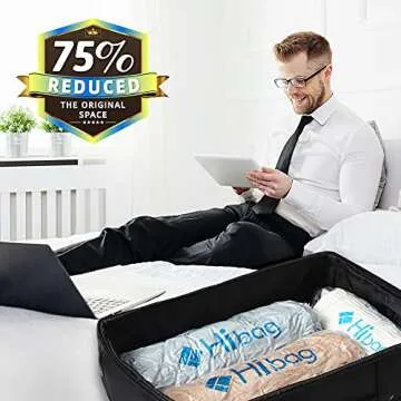 HIBAG 8 Compression Bags, Travel Essentials, Vacuum Packing Space Saver Bags for Cruise Travel Accessories (8-Pack)