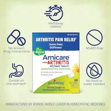 Boiron Arnicare Arthritis Tablets for Arthritis Pain Relief, Joint Soreness, and Rheumatic Pain - 60 Count