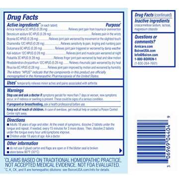 Boiron Arnicare Arthritis Tablets for Arthritis Pain Relief, Joint Soreness, and Rheumatic Pain - 60 Count