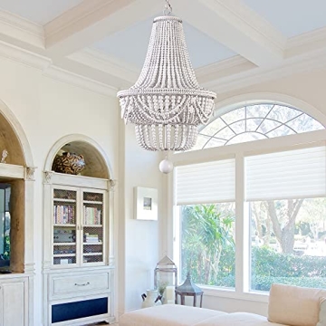 LOVEDIMA Retro Classic Wood Beaded Basket 8-Light Chandelier