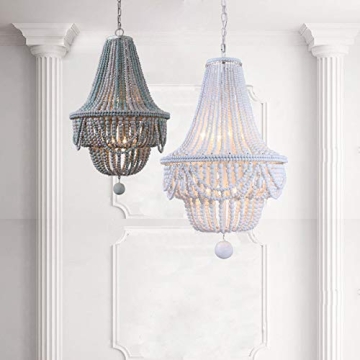 LOVEDIMA Retro Classic Wood Beaded Basket 8-Light Chandelier