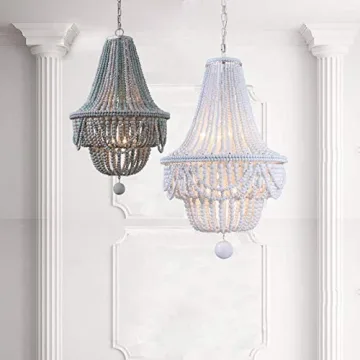 LOVEDIMA Retro Classic Wood Beaded Basket 8-Light Chandelier