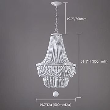 LOVEDIMA Retro Classic Wood Beaded Basket 8-Light Chandelier