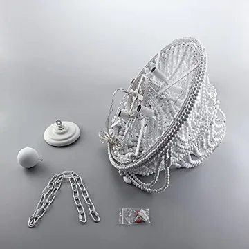 LOVEDIMA Retro Classic Wood Beaded Basket 8-Light Chandelier