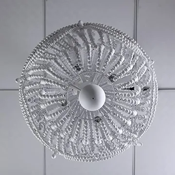 LOVEDIMA Retro Classic Wood Beaded Basket 8-Light Chandelier