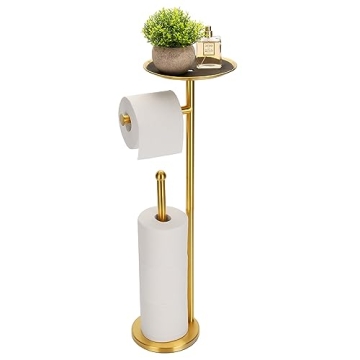 Sfemn Gold Toilet Paper Holder with Top Tray Storage