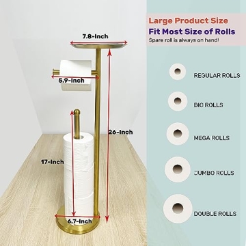 Sfemn Gold Toilet Paper Holder with Top Tray Storage