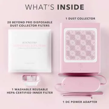 KIARA SKY Beyond Pro Dust Collector, Super Suction Vacuum Technology, Advanced Double Filtration System, High Speed Brushless Motor for Acrylic Nails - Pink