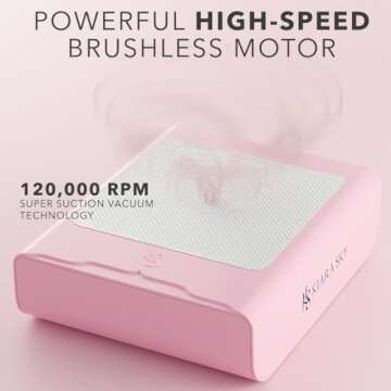 KIARA SKY Beyond Pro Dust Collector, Super Suction Vacuum Technology, Advanced Double Filtration System, High Speed Brushless Motor for Acrylic Nails - Pink