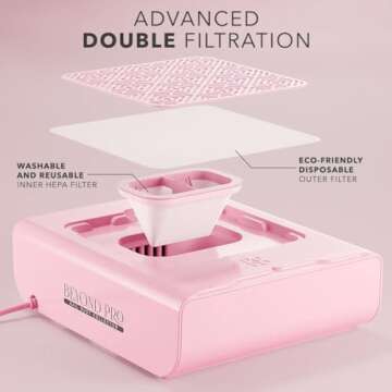 KIARA SKY Beyond Pro Dust Collector, Super Suction Vacuum Technology, Advanced Double Filtration System, High Speed Brushless Motor for Acrylic Nails - Pink
