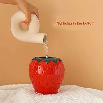 Strawberry Decor Kawaii Ceramic Decorative Vase for Danish Pastel Room Trendy Unique Home Kitchen Decorations Gifts