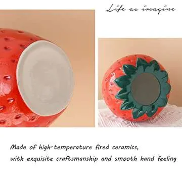 Strawberry Decor Kawaii Ceramic Decorative Vase for Danish Pastel Room Trendy Unique Home Kitchen Decorations Gifts
