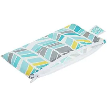 Bumkins Reusable Snack Bags, for Kids School Lunch and for Adults Portion, Washable Fabric, Waterproof Cloth Zip Bag, Supplies Travel Pouch, Food-Safe Storage, 2-pk Cactus and Quill