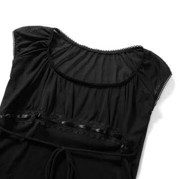 Women Sexy Off Shoulder Blouse Top Y2k Fairy Grunge Coquette Shirts Mesh Short Sleeve Lace Top 2000s Clothing