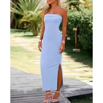 Stylish Tube Strapless Maxi Dress for Weddings and Parties