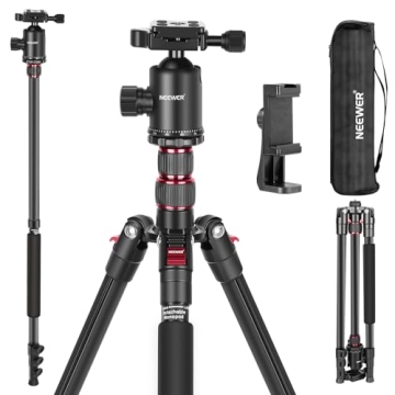 Versatile NEEWER 77 Inch Camera Tripod & Monopod for DSLR and Phone with 360° Ball Head