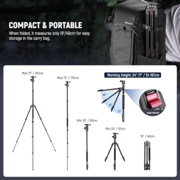 NEEWER 77" DSLR Tripod Monopod with Panoramic Ball Head