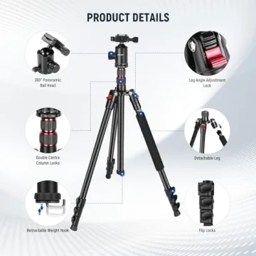NEEWER 77" DSLR Tripod Monopod with Panoramic Ball Head