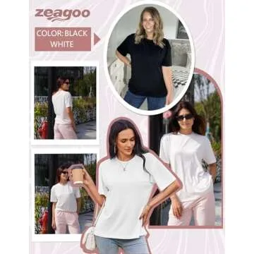 Zeagoo Women's Stylish Basic T-Shirts 2-Pack for Comfort