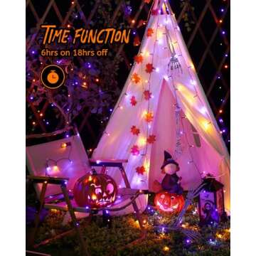66FT Purple & Orange Halloween Lights, 200 LED Halloween Fairy String Lights with 8 Modes, Plug in Orange Purple Hanging Twinkle Lights for Halloween Party, Garden, Bedroom, Halloween Decorations