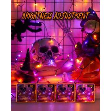 66FT Purple & Orange Halloween Lights, 200 LED Halloween Fairy String Lights with 8 Modes, Plug in Orange Purple Hanging Twinkle Lights for Halloween Party, Garden, Bedroom, Halloween Decorations