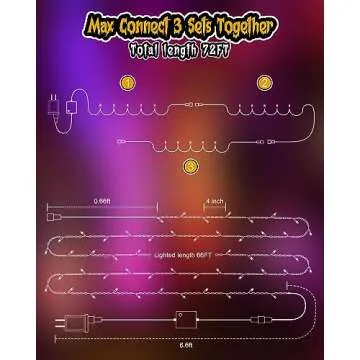 66FT Purple & Orange Halloween Lights, 200 LED Halloween Fairy String Lights with 8 Modes, Plug in Orange Purple Hanging Twinkle Lights for Halloween Party, Garden, Bedroom, Halloween Decorations