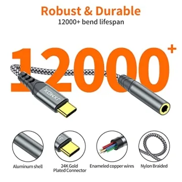 USB C to 3.5mm Adapter - JXMOX Compatible with iPhone & MacBook