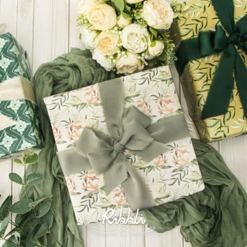 Dusty Sage Silk Satin Ribbon for Wedding Decor Crafting