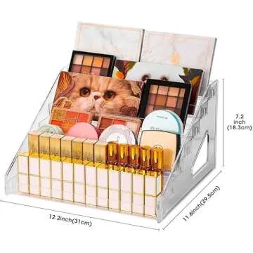 YIEZI Nail Polish Organizer 84 Bottles of 7 Layers Sunglass Organizer Acrylic Display Rack Eyeglasses Storage Essential Oils Holder Makeup Organizer No Tool Needed Assembly, Clear (2 Pack)