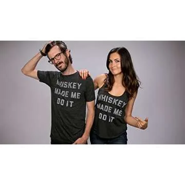 Buy Me Brunch Whiskey Made Me Do It T-Shirt (Men, Small, Grey)