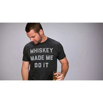 Buy Me Brunch Whiskey Made Me Do It T-Shirt (Men, Small, Grey)