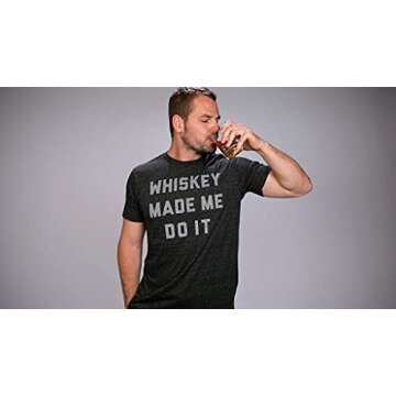 Buy Me Brunch Whiskey Made Me Do It T-Shirt (Men, Small, Grey)
