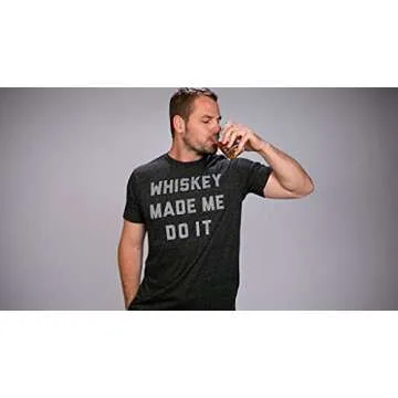 Buy Me Brunch Whiskey Made Me Do It T-Shirt (Men, Small, Grey)