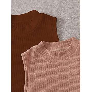 Milumia Women's Pack Ribbed Knit Mock Neck Sleeveless Tank Top