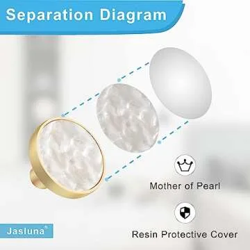 Jasluna Pearl Gold Knobs for Dresser Drawers, 12-Pack Brushed Brass Cabinet Knobs Pulls, 1-1/4-Inch knobs for Kitchen Bathroom, Decorative Furniture Hardware