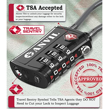 ANVIL TSA Approved Cable Luggage Locks - Secure and Stylish