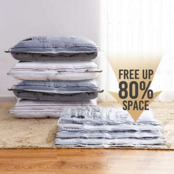 TAILI LONG SIDE ZIP 4 Pack Vacuum Storage Bags, Multi-Size Vacuum Seal Bags for Clothing (2 Large+2 ...