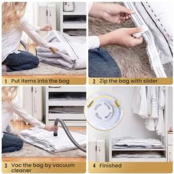 TAILI Long Side Zip Vacuum Storage Bags for Clothing
