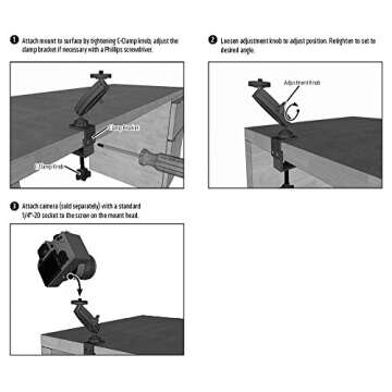 ARKON Heavy Duty Camera Clamp Mount for Nikon, Canon, Sony