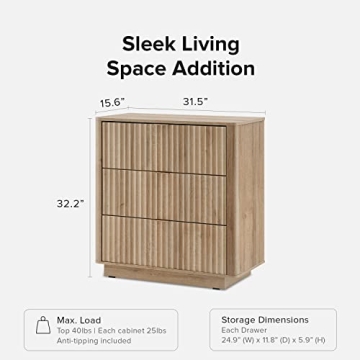 Mopio Brooklyn 3 Drawer Dresser Modern Safe Storage