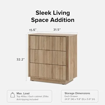 Mopio Brooklyn 3 Drawer Dresser Modern Safe Storage