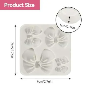 Fondant Bow Molds, 2 Pcs Mini Bow Silicone Fondant Molds Bow Molds for Chocolate Cartoon Bow Silicone Mold for Cupcake Cake Candy Chocolate Pudding Decoration