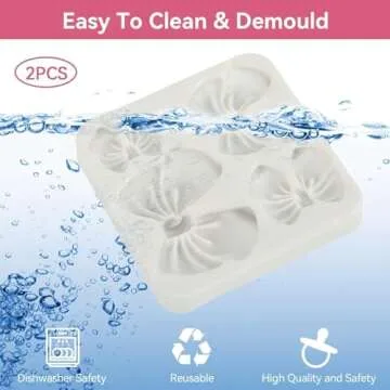 Fondant Bow Molds, 2 Pcs Mini Bow Silicone Fondant Molds Bow Molds for Chocolate Cartoon Bow Silicone Mold for Cupcake Cake Candy Chocolate Pudding Decoration