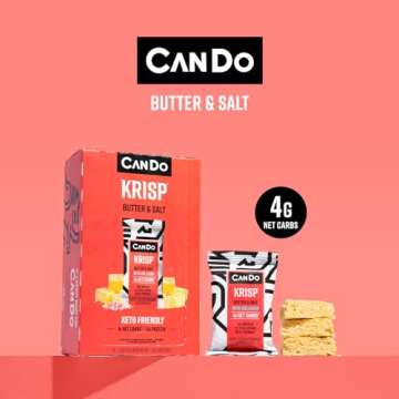 CanDo Krisp - Keto Snack & Keto Bar (12 Pack, Butter & Salt) - Low-Carb Snack, Low-Sugar High Protei...