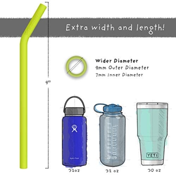 Premium 9” Softy Silicone Straws for Smoothies and More
